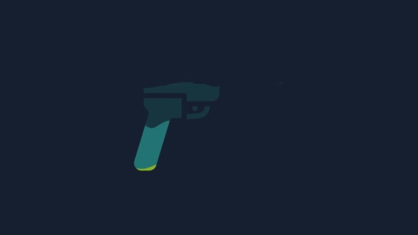 Yellow Mauser Gun Icon Isolated Blue Background Mauser C96 Semi — 비디오