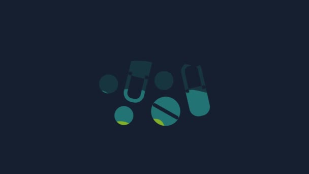 Yellow Medicine Pill Tablet Icon Isolated Blue Background Capsule Pill — Wideo stockowe