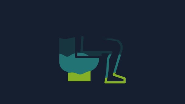 Yellow Men Sitting Toilet Constipation Experiencing Severe Abdominal Pain Icon — Wideo stockowe