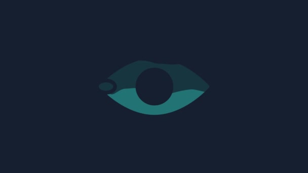 Ícone Cegueira Amarelo Isolado Fundo Azul Sinal Cego Animação Gráfica — Vídeo de Stock