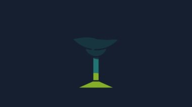 Yellow Wine glass icon isolated on blue background. Wineglass sign. 4K Video motion graphic animation.