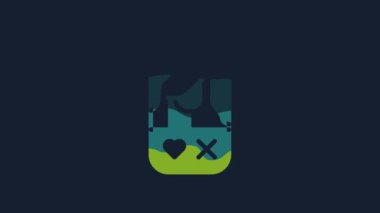 Yellow Dating app online mobile concept icon isolated on blue background. Female male profile flat design. Couple match for relationship. 4K Video motion graphic animation.