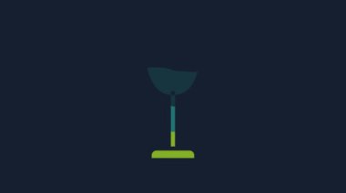 Yellow Wine glass icon isolated on blue background. Wineglass sign. 4K Video motion graphic animation.