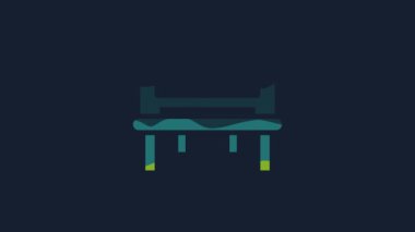 Sarı romantik bank ikonu mavi arkaplanda izole edilmiş. 4K Video hareketli grafik canlandırması.