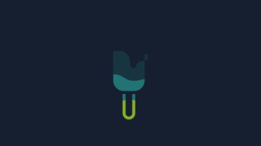 Yellow Ice cream icon isolated on blue background. Sweet symbol. 4K Video motion graphic animation.