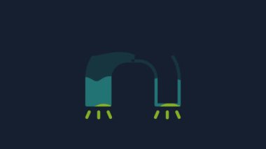 Sarı Aşk mıknatısı simgesi mavi arkaplanda izole edildi. 4K Video hareketli grafik canlandırması.