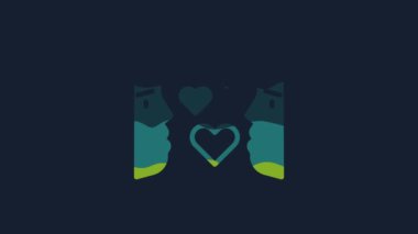 Sarı Aşk ilk görüşte mavi arka planda izole edilmiş. 4K Video hareketli grafik canlandırması.