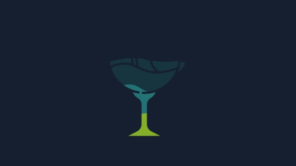 Yellow Cocktail Alcohol Drink Umbrella Icon Isolated Blue Background Video — Video Stock
