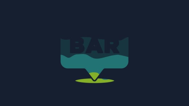 Yellow Alcohol Beer Bar Location Icon Isolated Blue Background Symbol — Vídeos de Stock