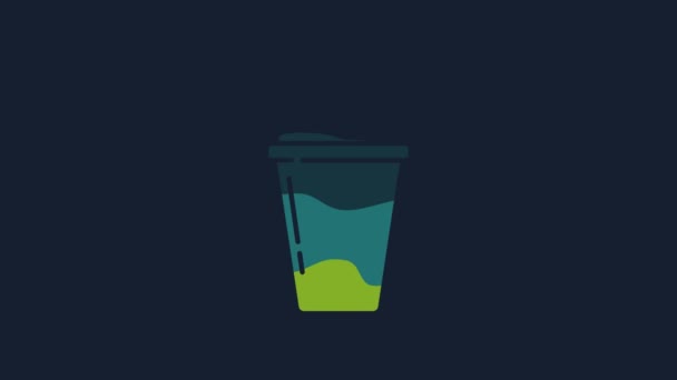 Yellow Cocktail Shaker Icon Isolated Blue Background Video Motion Graphic — ストック動画