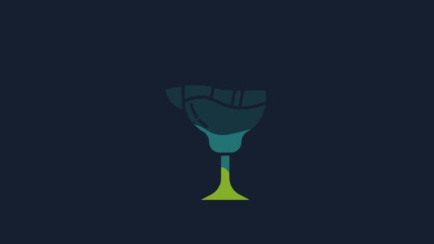 Yellow Cocktail Alcohol Drink Icon Isolated Blue Background Video Motion — Video Stock