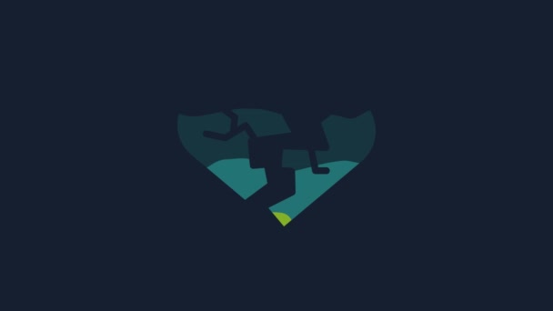 Yellow Broken Heart Divorce Icon Isolated Blue Background Love Symbol — Αρχείο Βίντεο
