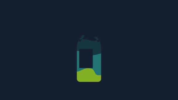 Yellow Wine Bottle Icon Isolated Blue Background Video Motion Graphic — Vídeos de Stock
