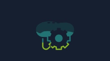Yellow Cloud technology data transfer and storage icon isolated on blue background. Adjusting, service, setting, maintenance, repair, fixing. 4K Video motion graphic animation.