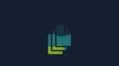 Yellow Data export icon isolated on blue background. 4K Video motion graphic animation.