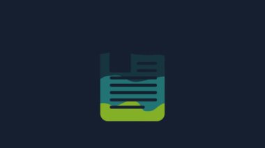 Yellow File document icon isolated on blue background. Checklist icon. Business concept. 4K Video motion graphic animation.