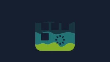 Yellow Loading a data window with a progress bar icon isolated on blue background. 4K Video motion graphic animation.