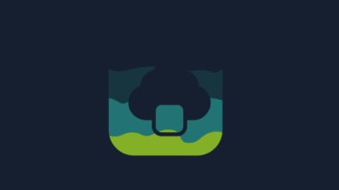 Yellow Cloud technology data transfer and storage icon isolated on blue background. 4K Video motion graphic animation.