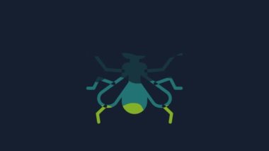 Yellow Mosquito icon isolated on blue background. 4K Video motion graphic animation.