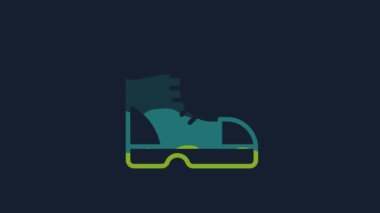 Yellow Hunter boots icon isolated on blue background. 4K Video motion graphic animation.
