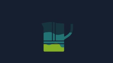 Yellow Teapot icon isolated on blue background. 4K Video motion graphic animation.
