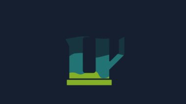 Yellow Electric kettle icon isolated on blue background. Teapot icon. 4K Video motion graphic animation.