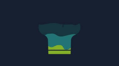 Yellow Chef hat icon isolated on blue background. Cooking symbol. Cooks hat. 4K Video motion graphic animation.
