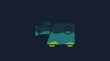 Yellow Kitchen meat grinder icon isolated on blue background. 4K Video motion graphic animation.