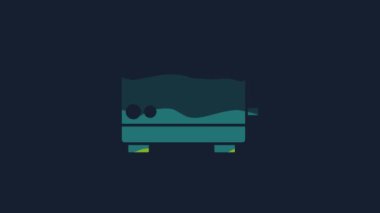 Yellow Toaster icon isolated on blue background. 4K Video motion graphic animation.