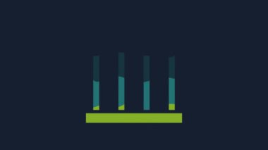 Sarı Cezaevi pencere simgesi mavi arkaplanda izole edildi. 4K Video hareketli grafik canlandırması.