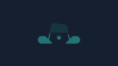 Yellow Sheriff hat with badge icon isolated on blue background. 4K Video motion graphic animation.