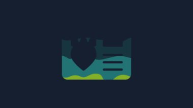 Yellow Police badge with id case icon isolated on blue background. 4K Video motion graphic animation.