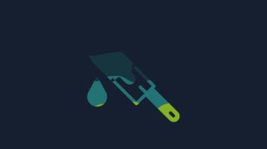 Yellow Bloody knife icon isolated on blue background. 4K Video motion graphic animation.