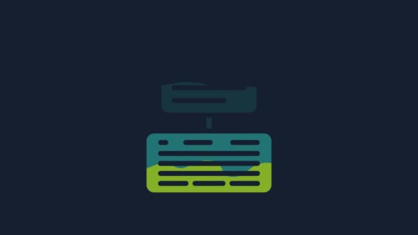 Yellow Server Data Web Hosting Icon Isolated Blue Background Video — 비디오