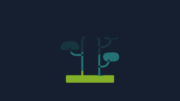 Желтое Африканское Дерево Значок Изолирован Синем Фоне Баобаб Акация Другие — стоковое видео