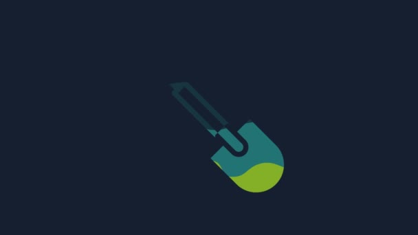 Yellow Shovel Icon Isolated Blue Background Gardening Tool Tool Horticulture — Vídeo de Stock