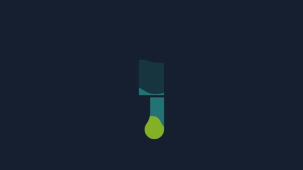 黄色のナイフアイコンの青の背景に隔離された かわいいシンボル 4Kビデオモーショングラフィックアニメーション — ストック動画