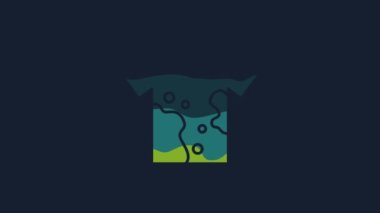 Yellow Dirty t-shirt icon isolated on blue background. 4K Video motion graphic animation.