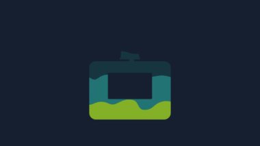 Mavi arka planda sarı parfüm ikonu izole edildi. 4K Video hareketli grafik canlandırması.