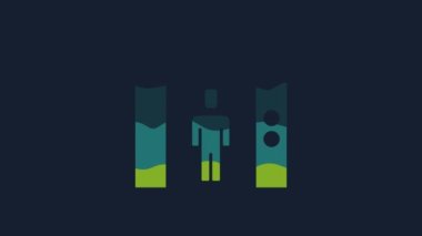 Yellow Lift icon isolated on blue background. Elevator symbol. 4K Video motion graphic animation.