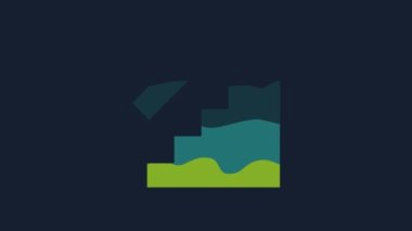 Yellow Stairs up icon isolated on blue background. 4K Video motion graphic animation.