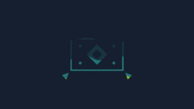 Yellow Magic carpet icon isolated on blue background. 4K Video motion graphic animation.