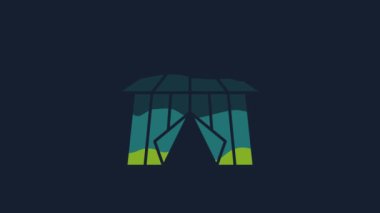 Yellow Circus tent icon isolated on blue background. Carnival camping tent. Amusement park. 4K Video motion graphic animation.