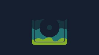 Yellow Billiard chalk icon isolated on blue background. Chalk block for billiard cue. 4K Video motion graphic animation.