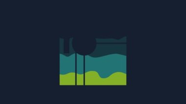 Yellow Billiard table icon isolated on blue background. Pool table. 4K Video motion graphic animation.