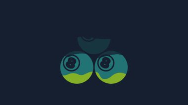 Yellow Billiard pool snooker ball with number 8 icon isolated on blue background. 4K Video motion graphic animation.