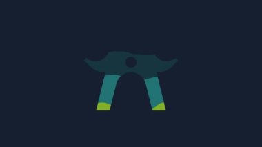 Yellow Billiard rest icon isolated on blue background. Pool cue helper stick, bridge stick. 4K Video motion graphic animation.