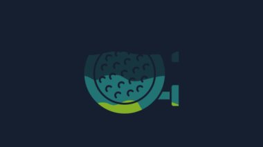 Yellow Golf sport club icon isolated on blue background. 4K Video motion graphic animation.