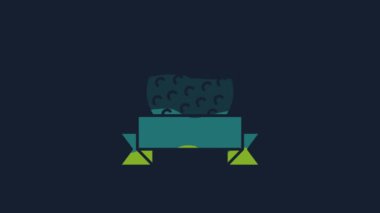 Yellow Golf ball icon isolated on blue background. 4K Video motion graphic animation.