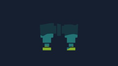 Sarı Dürbün simgesi mavi arkaplanda izole edildi. Yazılım işareti bul. Casus ekipman sembolü. 4K Video hareketli grafik canlandırması.